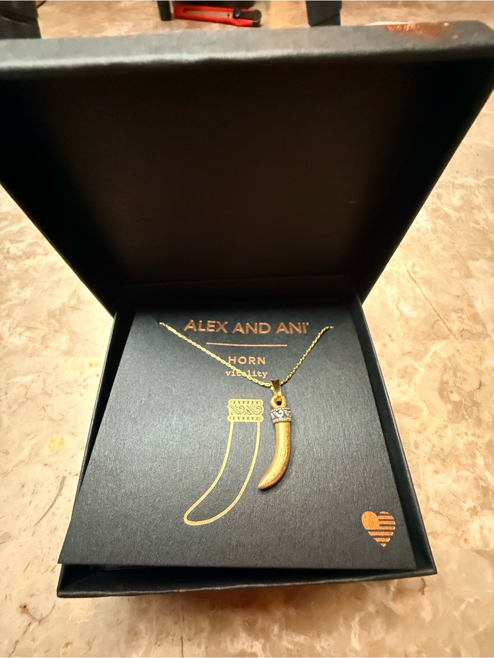 Alex and Ani Gold Tone Horn of Vitslity Pendant Necklace